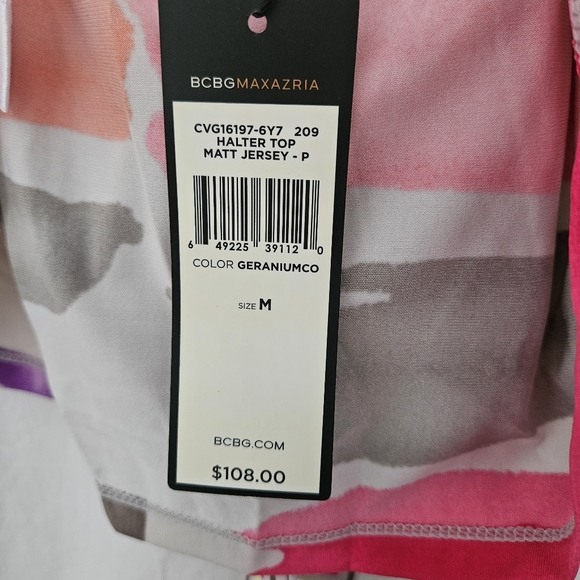 BCBGMaxazria Y2K Retro V-Neck Multi-colored Halter Top Size Medium - Picture 4 of 7